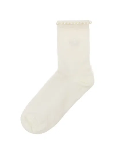 Adidas Originals Logo-embroidered Socks In Neutral