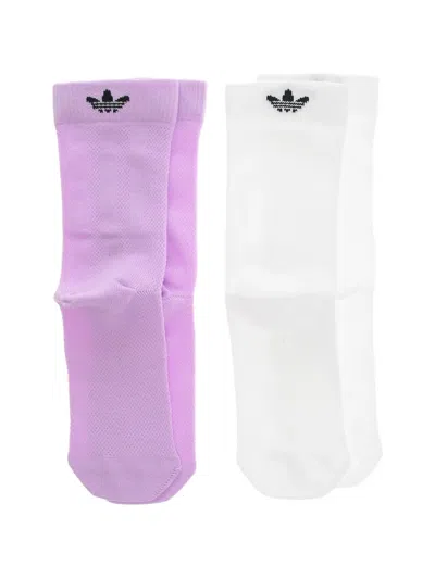 Adidas Originals Logo-embroidered Socks (set Of Two) In Purple