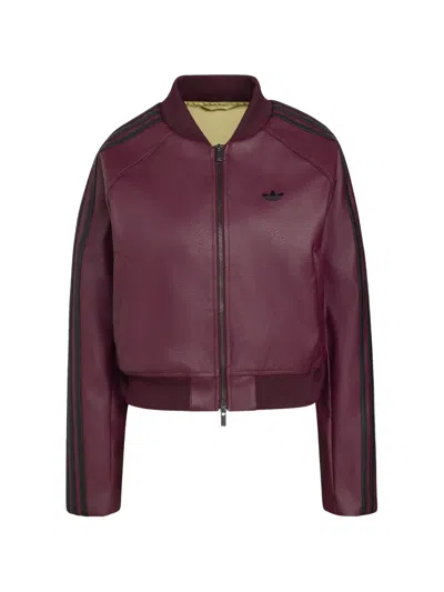 Adidas Originals Logo-embroidered Stripe-detail Bomber Jacket In Purple