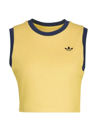 Adidas Originals Logo-embroidered Tank Top In Yellow