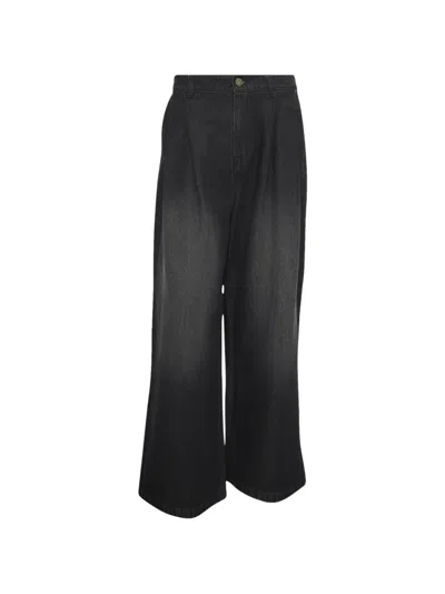 Adidas Originals Logo-embroidered Wide-leg Jeans In Blue