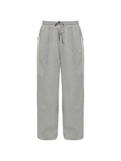 Adidas Originals Logo-embroidered Wide-leg Track Pants In 그레이