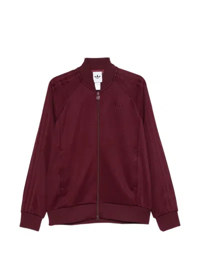 Adidas Originals Logo-embroidered Zip-up Sweater In Red