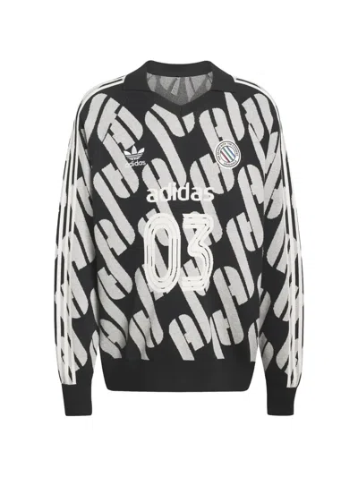 Adidas Originals Logo-intarsia Long-sleeve Sweater In Black