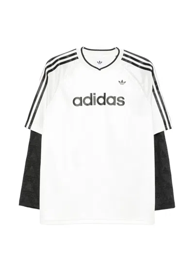 Adidas Originals Logo-lettering T-shirt In White