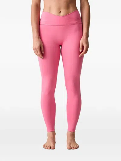 Adidas Originals Logo-print Crossover-waist Leggings In Pink