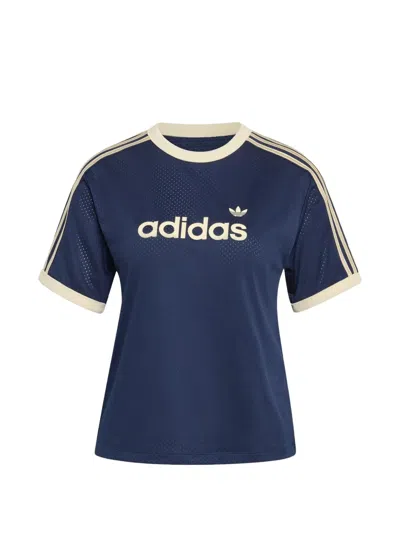 Adidas Originals Logo-print Mesh T-shirt In Blue