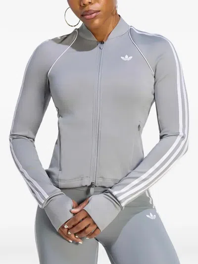 Adidas Originals Logo-print Side-stripe Sweatshirt In Gray