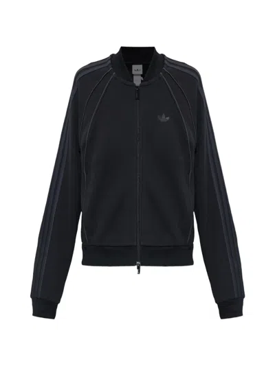 Adidas Originals Logo-print Zip-up Sweater In Black