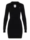 Adidas Originals Long-sleeve Polo-collar Mini Dress In Black