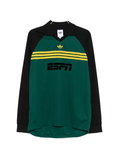 Adidas Originals Long-sleeve Stripe T-shirt In Green