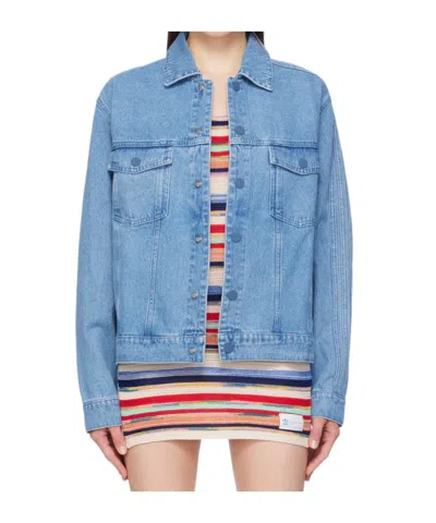 Adidas Originals Long-sleeved Denim Jacket In Blue