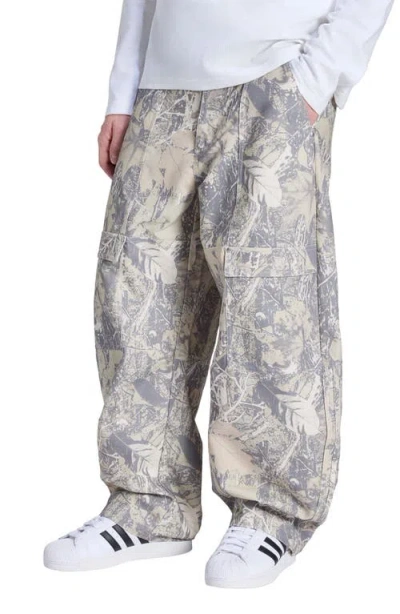 Adidas Originals Loose Fit Leaf Print Canvas Cargo Pants In Multi