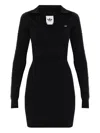 Adidas Originals Long-sleeve Polo-collar Mini Dress In Black