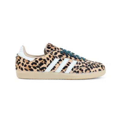 Adidas Originals Magic Beige Leather Samba Leo Sneakers In Animal Print