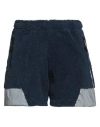 Adidas Originals X Blondey Crossover Ss22 Stripe Lamb Wool Sports Splicing Shorts Blue In Navy Blue
