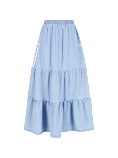 Adidas Originals Maxi Denim Skirt "summer Glow" In Blue