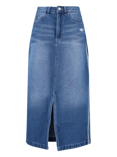Adidas Originals Maxi Skirt "adicolor 3-stripes" In Blue