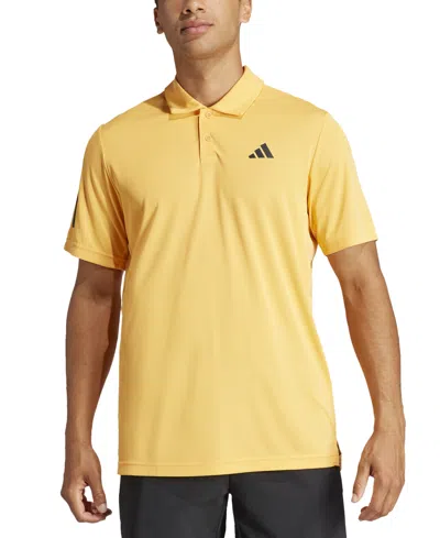 Adidas Originals Men's 3-stripes Short Sleeve Performance Club Tennis Polo Shirt In Yellow