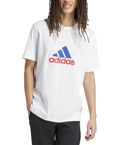 Adidas Originals Men's A Soft Cotton T-shirt With A Bold Graphic Finish In White