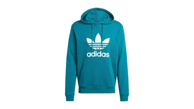 Pre-owned Adidas Originals Men's Adidas Adicolor Classics Trefoil Hoodie In Legacy Teal In Blue