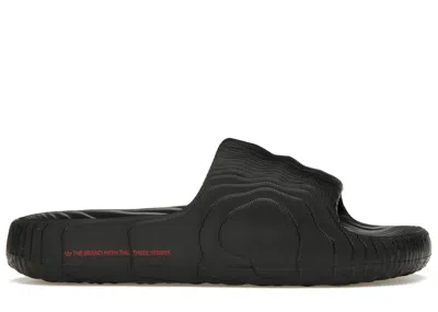 Pre-owned Adidas Originals Men's Adidas Adilette 22 Slides Black Scarlet Sneakers In Core Black/better Scarelet Red In Multi