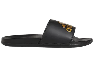 Pre-owned Adidas Originals Men's Adidas Adilette Comfort Slides Sneakers In Core Black/gold Metallic In Multi