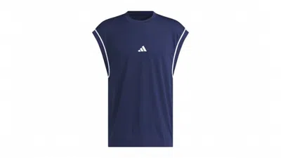 Pre-owned Adidas Originals Men's Adidas Allworld Sleeveless Tank Top In Team Navy Blue 2