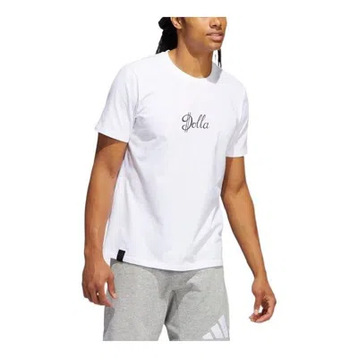 Adidas Originals Men's Adidas Alphabet Character Shooting Printing Basketball Sports Short Sleeve White T-shirt