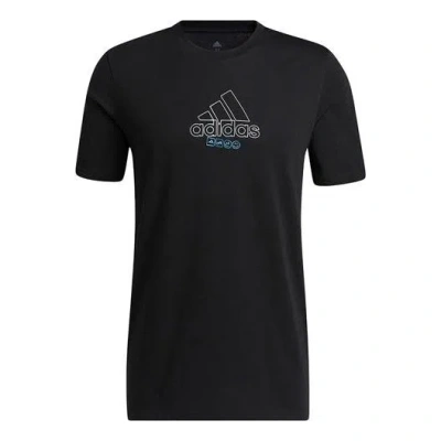 Adidas Originals Men's Adidas Alphabet Logo Printing Casual Sports Short Sleeve Black T-shirt