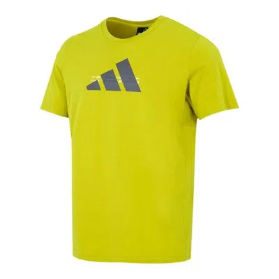 Adidas Originals Men's Adidas Alphabet Logo Printing Round Neck Short Sleeve Yellow T-shirt In Gold