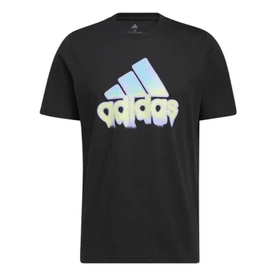 Adidas Originals Men's Adidas Alphabet Logo Round Neck Short Sleeve Black T-shirt