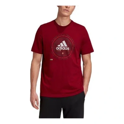 Adidas Originals Men's Adidas Alphabet Logo Sports Gym Short Sleeve Berry Red T-shirt In Burgundy