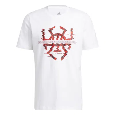 Adidas Originals Men's Adidas Basketball Series Spida Logo Printing Sports Short Sleeve White T-shirt