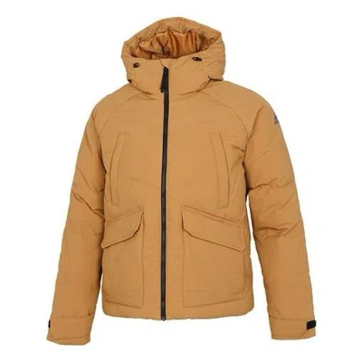 Adidas Originals Men's Adidas Big Baffle Jkt Casual Sports Zipper Cardigan Hooded Down Jacket Turmeric In Yellow