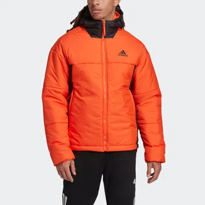 Adidas Originals Men's Adidas Bsc 3-stripes Puffy Hooded Jacket In Orange
