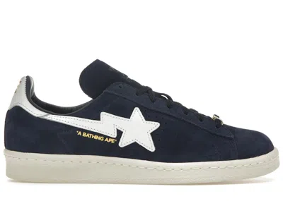 Pre-owned Adidas Originals Men's Adidas Campus 80s Bape Sneakers In Collegiate Navy Blue/cloud White/off White