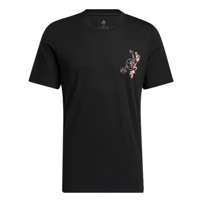 Adidas Originals Men's Adidas Cartoon Frog Basketball Sports Short Sleeve Black T-shirt