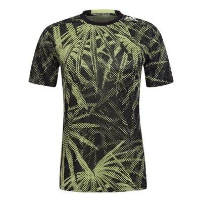 Adidas Originals Men's Adidas Casual Breathable Printing Sports Gym Short Sleeve Green T-shirt In Black