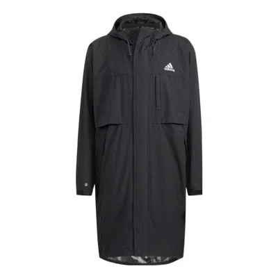 Adidas Originals Men's Adidas Casual Sports Solid Color Mid-length Hooded Windbreaker Black