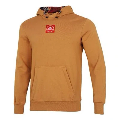 Adidas Originals Men's Adidas Cny Gfx Hood Limited Embroidered Pattern Sports Pullover Light Brown