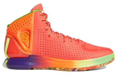 Pre-owned Adidas Originals Men's Adidas D Rose 4 Restomod Rainbow Sneakers In Solar Red