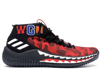 Pre-owned Adidas Originals Men's Adidas Dame 4 A Bathing Ape Sneakers In Black/red/white In Multi