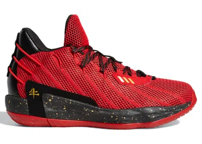 Pre-owned Adidas Originals Men's Adidas Dame 7 Chinese New Year Sneakers In Scarelet Red/gold Metallic/core Black In Multi