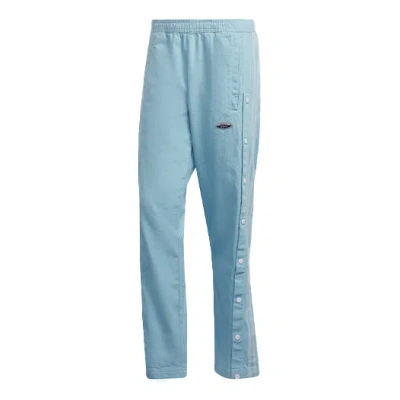 Adidas Originals Men's Adidas Denim Pants Side Solid Color Straight Casual Pants/trousers Blue