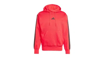 Pre-owned Adidas Originals Men's Adidas Essentials 3stripes Fleece Hoodie In Pure Ruby Black