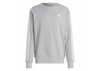 Pre-owned Adidas Originals Men's Adidas Essentials French Terry 3stripes Sweatshirt In Medium Grey Heather