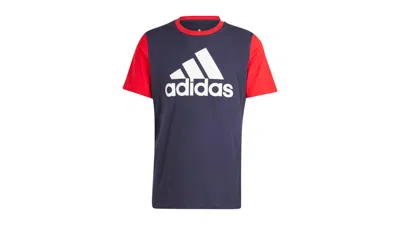 Pre-owned Adidas Originals Men's Adidas Essentials Single Jersey Big Logo T-shirt In Legend Ink/better Scarelet Red