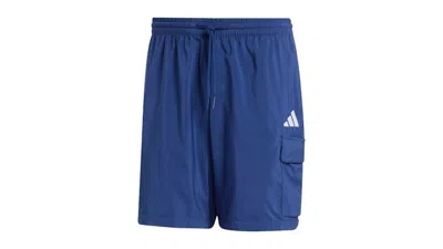 Pre-owned Adidas Originals Men's Adidas Essentials Small Logo Cargo Chelsea Shorts In Dark Blue/white