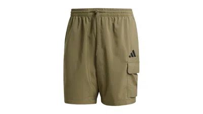 Pre-owned Adidas Originals Men's Adidas Essentials Small Logo Cargo Chelsea Shorts In Olive Strata/black
